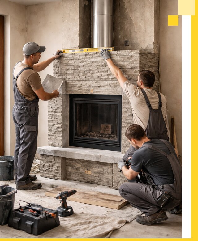 Профессиональный монтаж каминов под ключ в Муре для дома