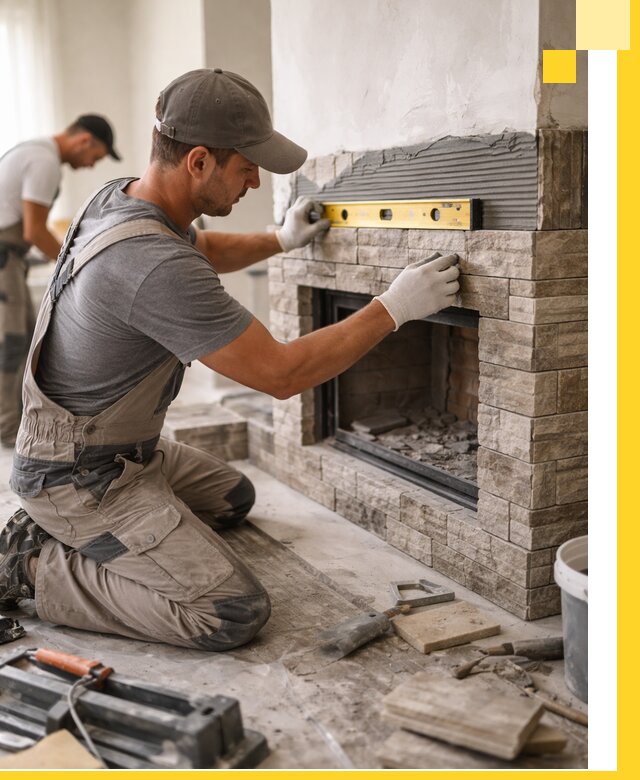 Облицовка каминов в Муре, монтаж и отделка натуральным камнем