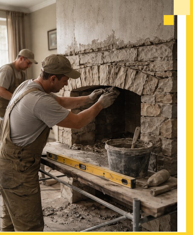 Изготовление каминов под ключ в Муре, монтаж и отделка