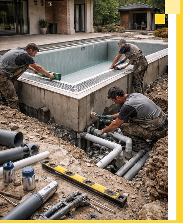 Строительство переливных бассейнов в Муре под ключ