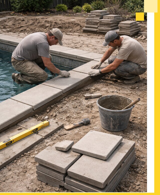 Установка и изготовление копингового камня для бассейнов в Муре