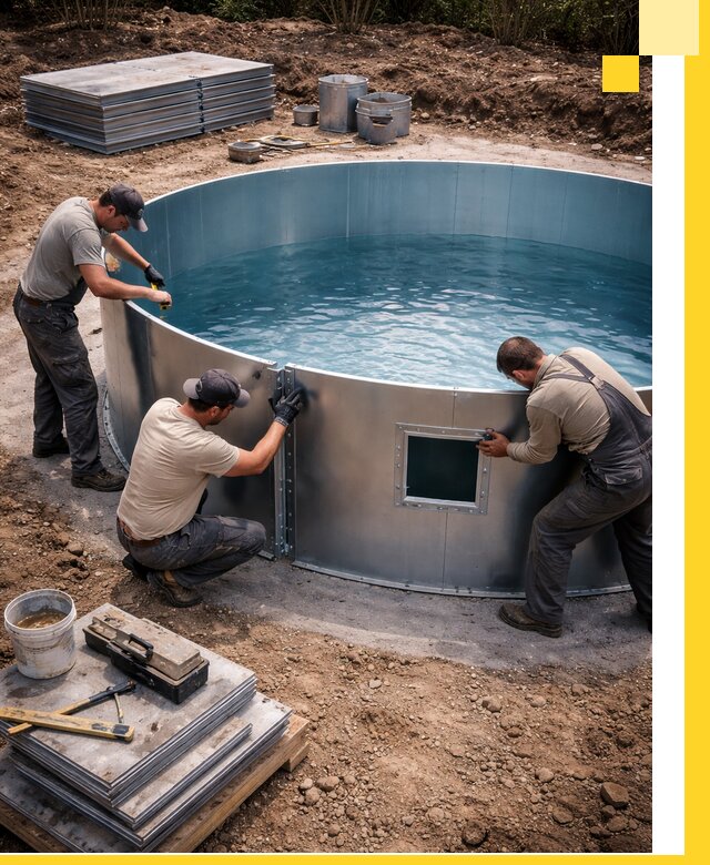 Круглые бассейны под ключ в Муре проектирование и монтаж