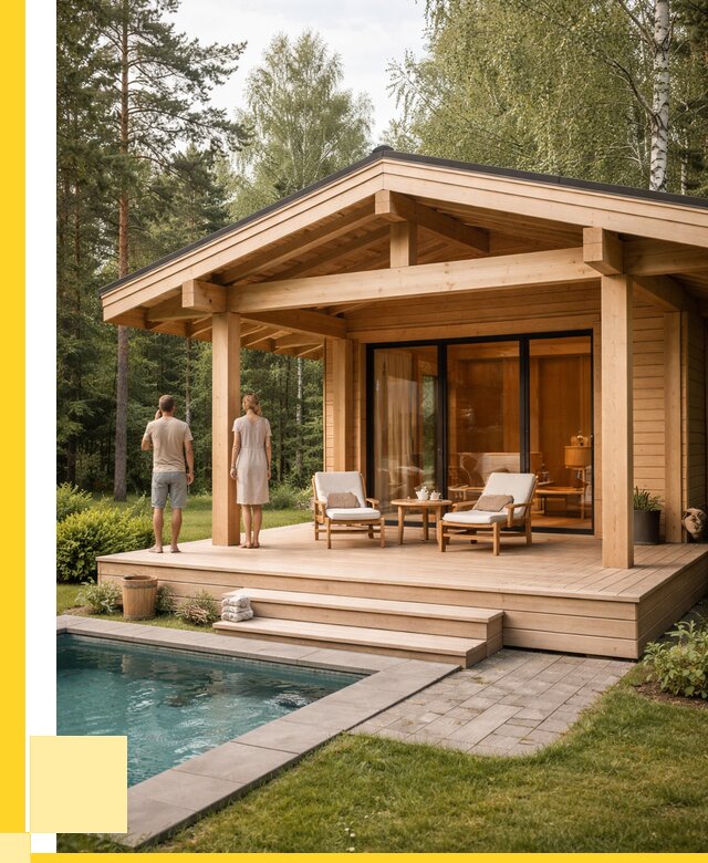 Бани с террасой под ключ в Муре от 612600 р. | ЭриданМум