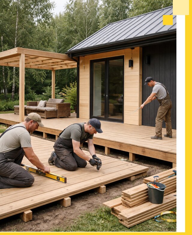 Строительство бань с террасой и бассейном под ключ в Муре