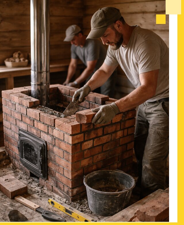 Кирпичные печи для бани под ключ в Муре, проект и монтаж