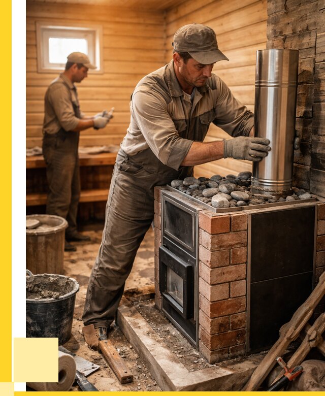 Монтаж печи в бане под ключ в Муре от 20420 р. | ЭриданМум