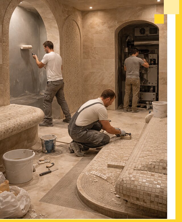 Строительство бани с хамамом и бассейном под ключ в Муре