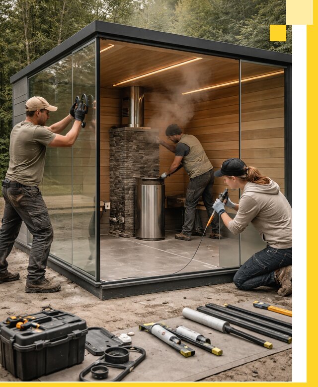 Проектирование и строительство стеклянных бань в Муре