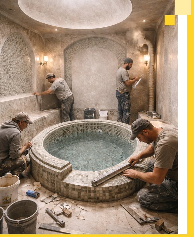 Профессиональное строительство хамама с бассейном в Муре под ключ