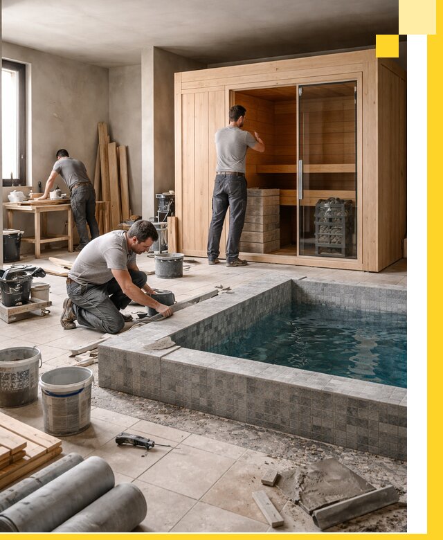 SPA зоны под ключ с бассейном сауной и печью в Муре